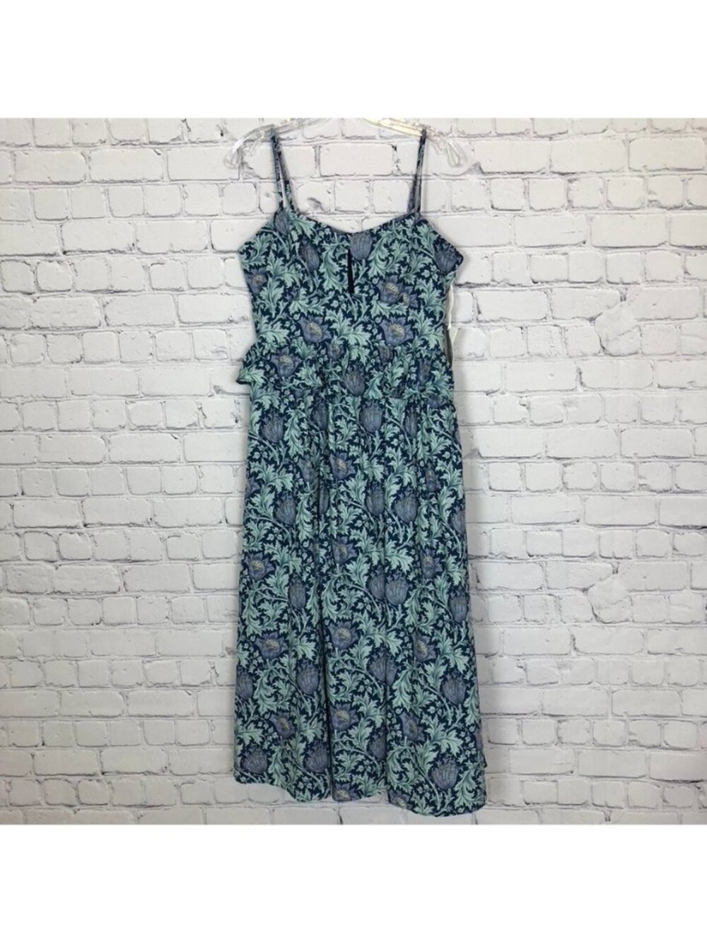 NWT Hyacinth House Blue Leafy Floral Maeve Midi Dress Size M